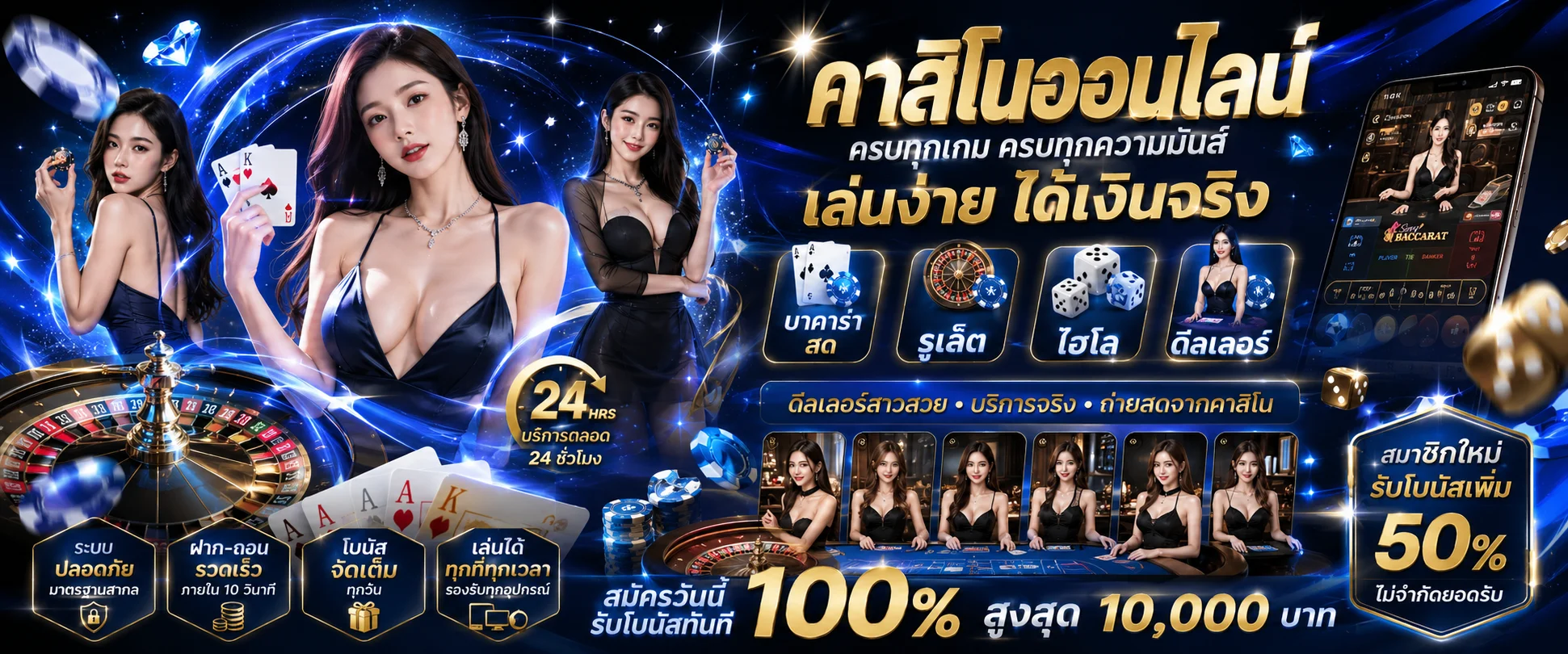 คาสิโนออนไลน์สด SA Gaming Sexy Baccarat ยิงตรงจากปอยเปต